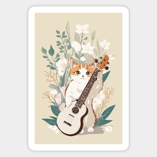 Bohomodern Cat Playing a Guitar Magnet